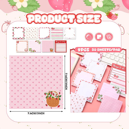 9 Pads Wildflower Sticky Notes 3x3 Inch Cute Self Stick Notepads Notes Adhesive Memo Pad Office Decor Gifts for Students School Teacher Meeting Office Supplies