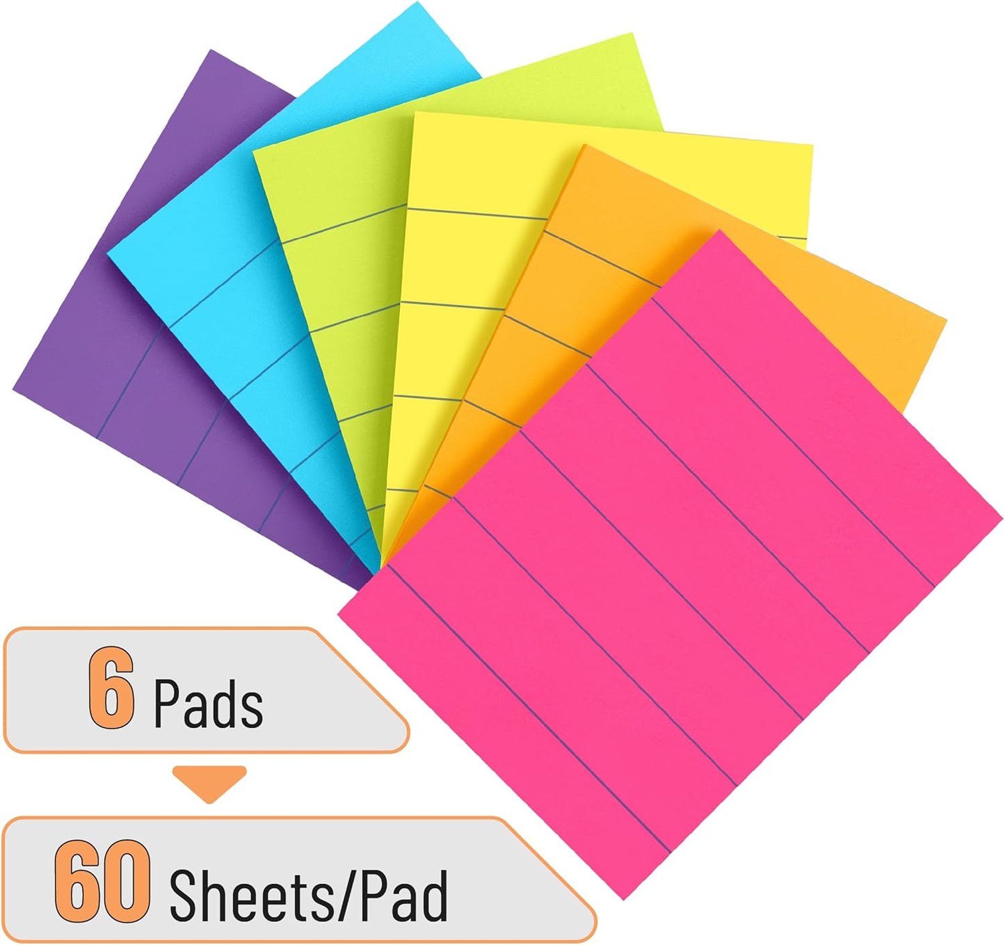 Mr. Pen- Lined Sticky Notes, 3" x 3", 12 Pads, 60 Sheets/Pad, Morandi Color, Bulk Sticky Notes with Lines, Ruled Post Stickies, Memo Pads, Self-Stick Note Pad for Office, School, Home, Study