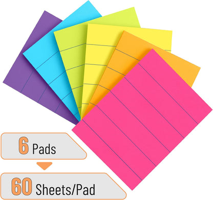 Mr. Pen- Lined Sticky Notes, 3" x 3", 12 Pads, 60 Sheets/Pad, Morandi Color, Bulk Sticky Notes with Lines, Ruled Post Stickies, Memo Pads, Self-Stick Note Pad for Office, School, Home, Study