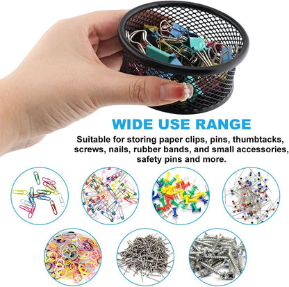 2 Pack Mesh Paper Clip Holder,Paperclip Holders for Desk Binder Wire Mesh Bowls,Magnetic Paper Clip Holder for Desk,Paper Clip Dispenser,Paper Clip Organizer Office ﻿
