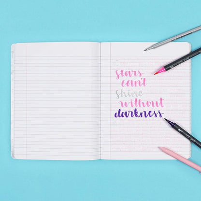 Yoobi College Ruled 8 x 10.5” Spiral Notebook Set – 3-Pack of 1 Subject Notebooks, Pink, Purple & Black Celestial Patterns – 150 Perforated 3-Hole Punched Sheets