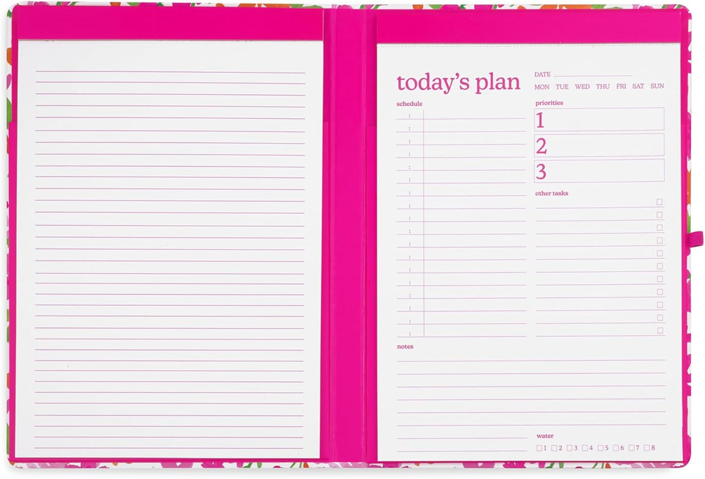 Steel Mill & Co Cute Clipboard Folio With Refillable Lined Notepad and Daily Planner, Double Clipboard Folder, 9.25" x 12.25" Padfolio for Work (Watercolor Flowers)