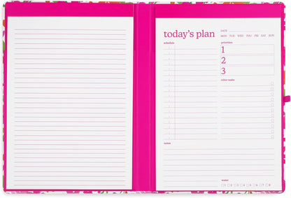 Steel Mill & Co Cute Clipboard Folio With Refillable Lined Notepad and Daily Planner, Double Clipboard Folder, 9.25" x 12.25" Padfolio for Work (Watercolor Flowers)