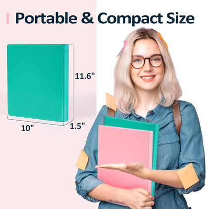 BinderX Extra Durable 3 Ring Binder, Round Rings 1 Inch Binder, Fits 175 Sheets of 8.5x11 Paper, Customizable View Cover with Inside Pockets, Cute 1" Binders, 1 Inch Binders 3 Ring, Pink