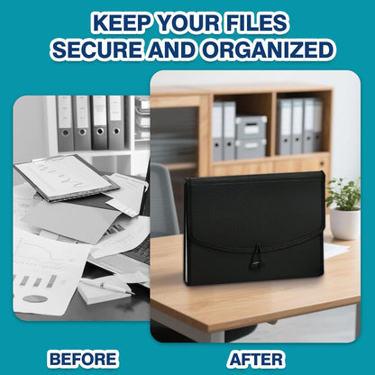 H4D 13-Pocket Accordion File Organizer with Mesh Pocket, Expanding File Folder with Tabs, Expandable Document Organizer for Home Office School, Letter Size, Teal