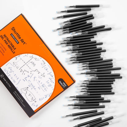 Retractable Gel Pen Refills, Shuttle Art 30 Pack Black Rollerball Gel Ink Pens Refills, Bulk Set, 0.7mm Fine Point for Writing Journaling Taking Notes School Office Home