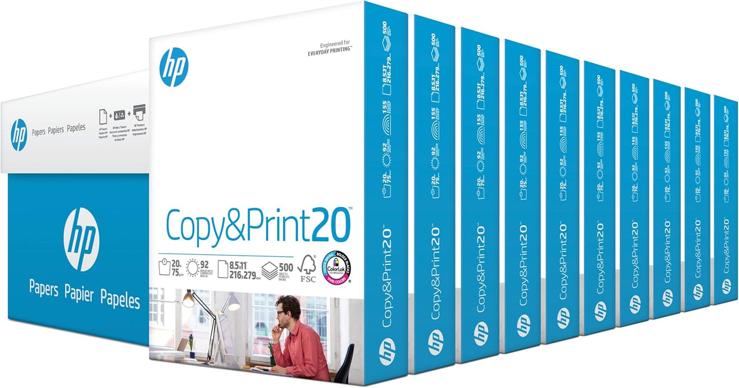HP Printer Paper | 8.5 x 11 Paper | Copy &Print 20 lb | 1 Ream Case - 500 Sheets| 92 Bright | FSC Certified | 200060