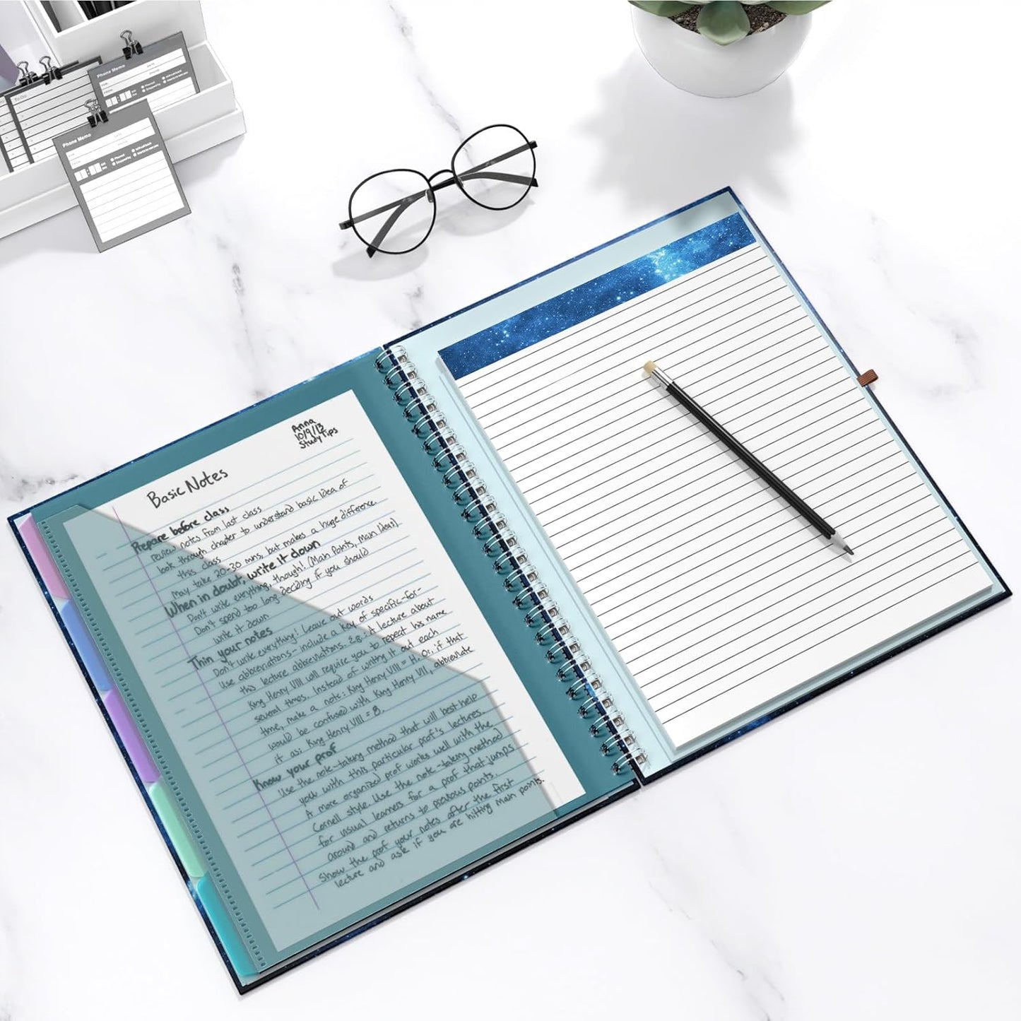 Hongri Clipboard Folio with Refillable Lined Notepad, 8.5 x 11 Folders with Storage 10 Pockets, Spiral Portfolio, Size 12.8X 9.7 in, Office & School Supplies, Skeleton