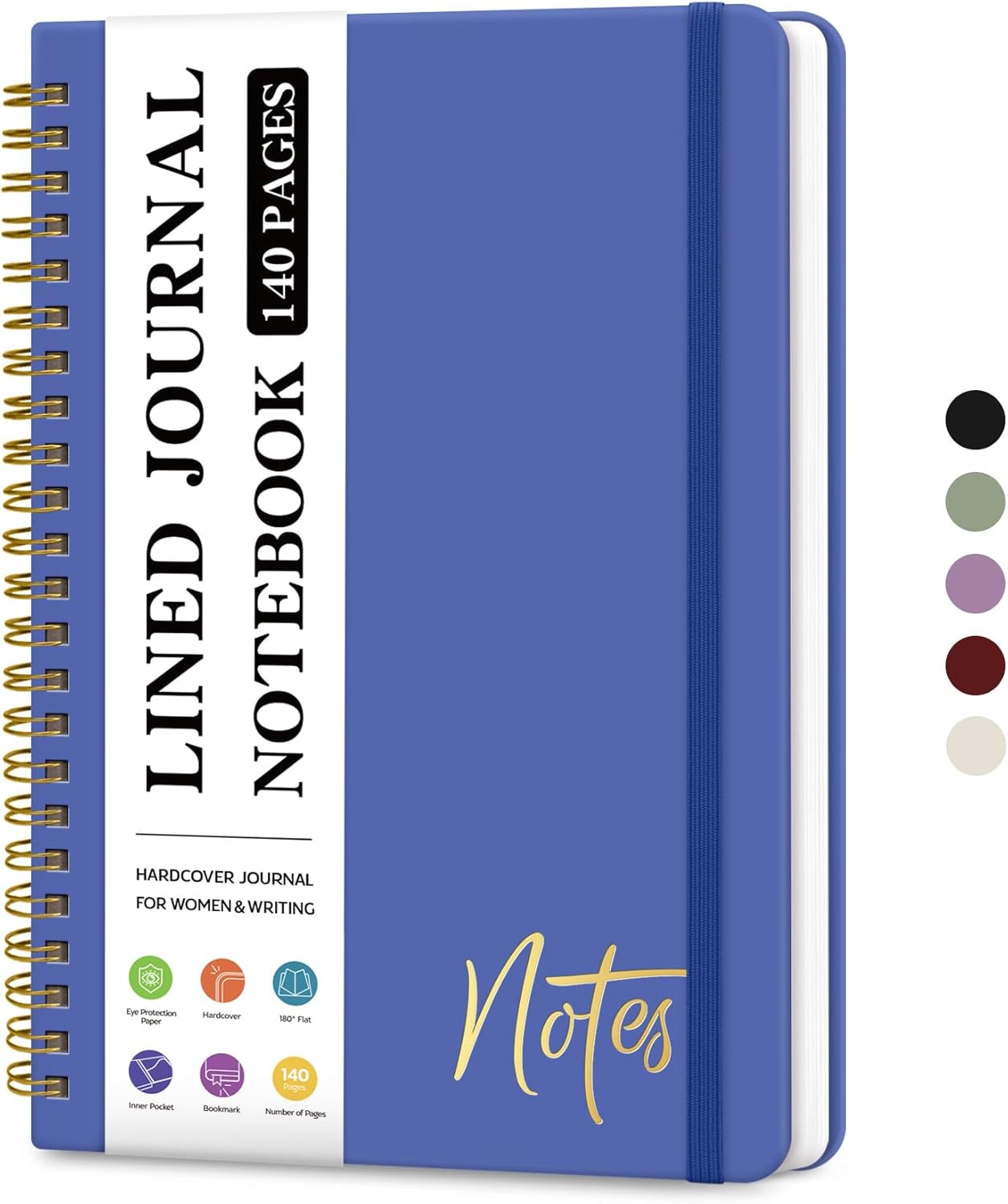 ZOTIA Lined Spiral Journal Notebook for Women, A5 College Ruled Journals for Writing, Hardcover Notebooks for Work, Note taking and Office School Supplies,140 Pages - Yellow