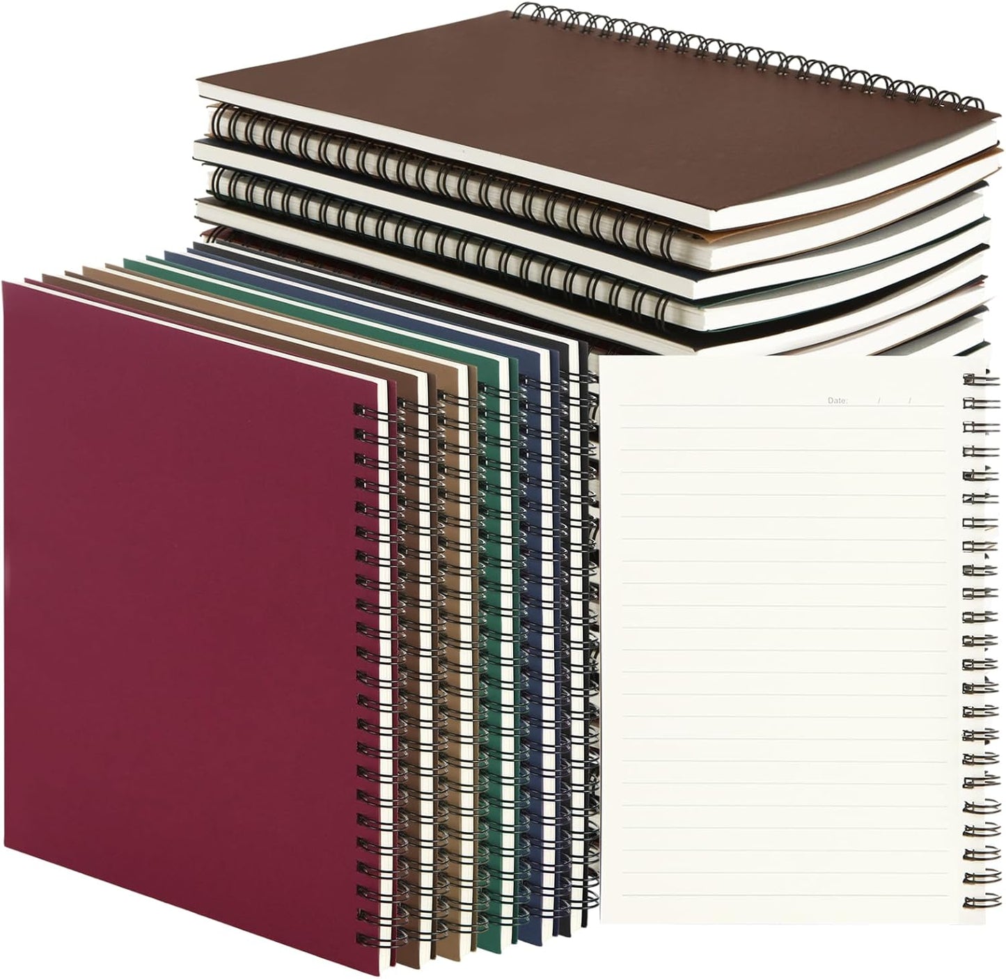 MIVIDE 24 Pack A5 Bulk Spiral Notebooks with Kraft Cover, 8.3 x 5.8 Inch 120 Pages Hardcover Spiral Lined Notebook Journal, Lined Travel Bulk Writing Notebook for School Office Supplies(Black, Kraft)