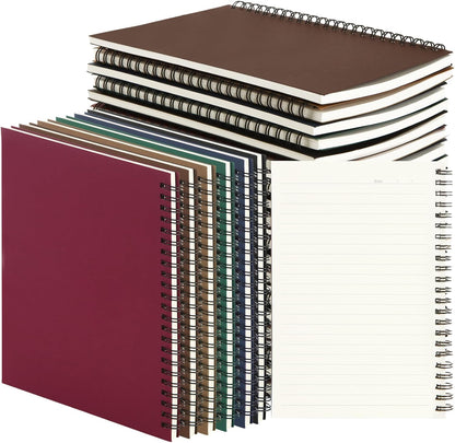MIVIDE 24 Pack A5 Bulk Spiral Notebooks with Kraft Cover, 8.3 x 5.8 Inch 120 Pages Hardcover Spiral Lined Notebook Journal, Lined Travel Bulk Writing Notebook for School Office Supplies(Black, Kraft)