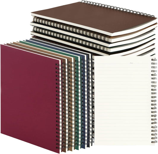 MIVIDE 24 Pack A5 Bulk Spiral Notebooks with Kraft Cover, 8.3 x 5.8 Inch 120 Pages Hardcover Spiral Lined Notebook Journal, Lined Travel Bulk Writing Notebook for School Office Supplies(Black, Kraft)