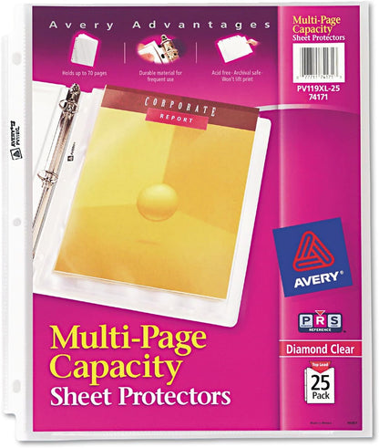 Avery 74171 Sheet Protectors, Top Load, 11-Inch x8-1/2-Inch, 25/PK, Diamond Clear