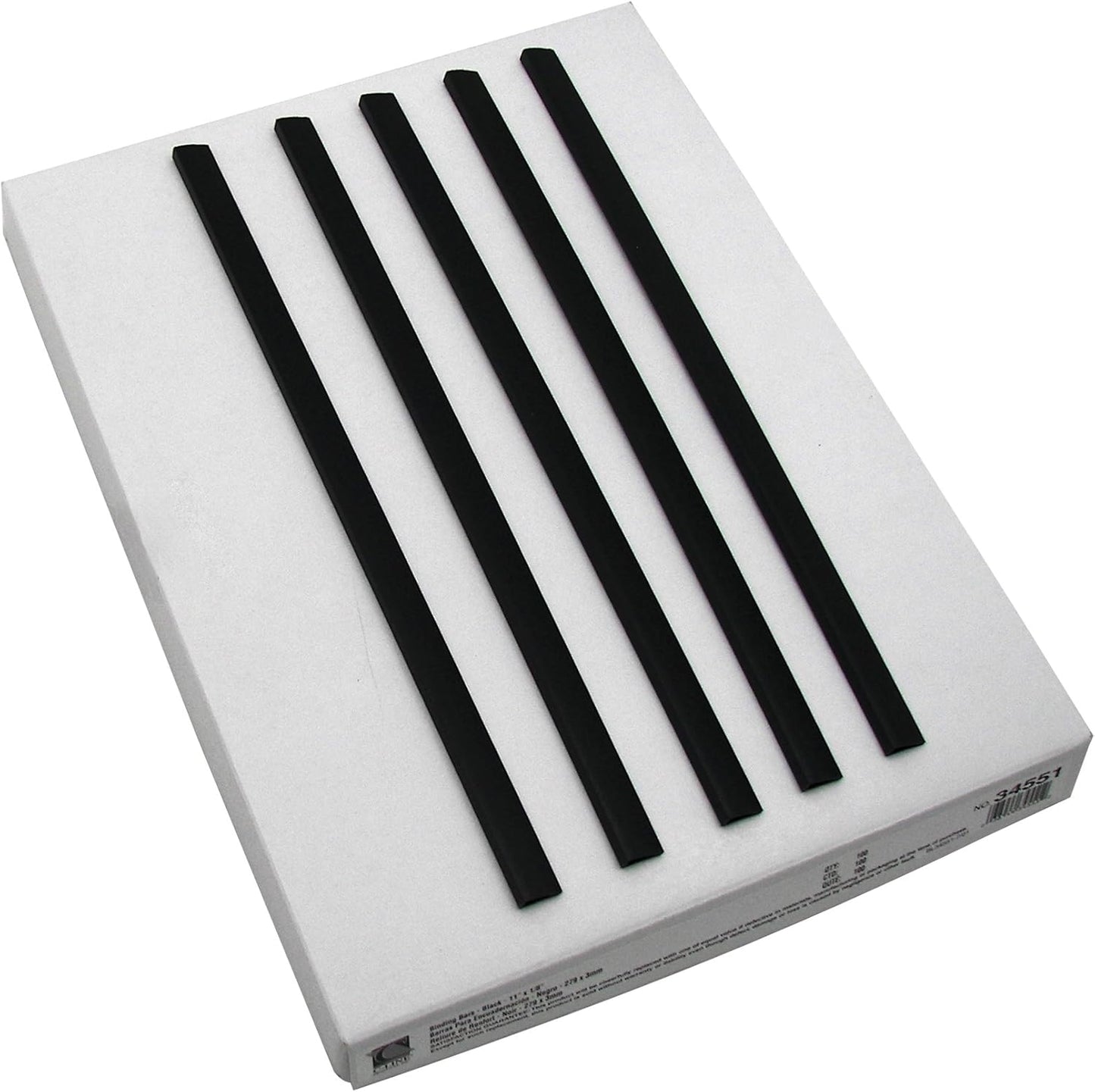 C-Line Slide 'N Grip Binding Bars for Report Covers, 11 x 1/8 Inches, 20-Sheet Capacity, 100 per Box, Black (34551)