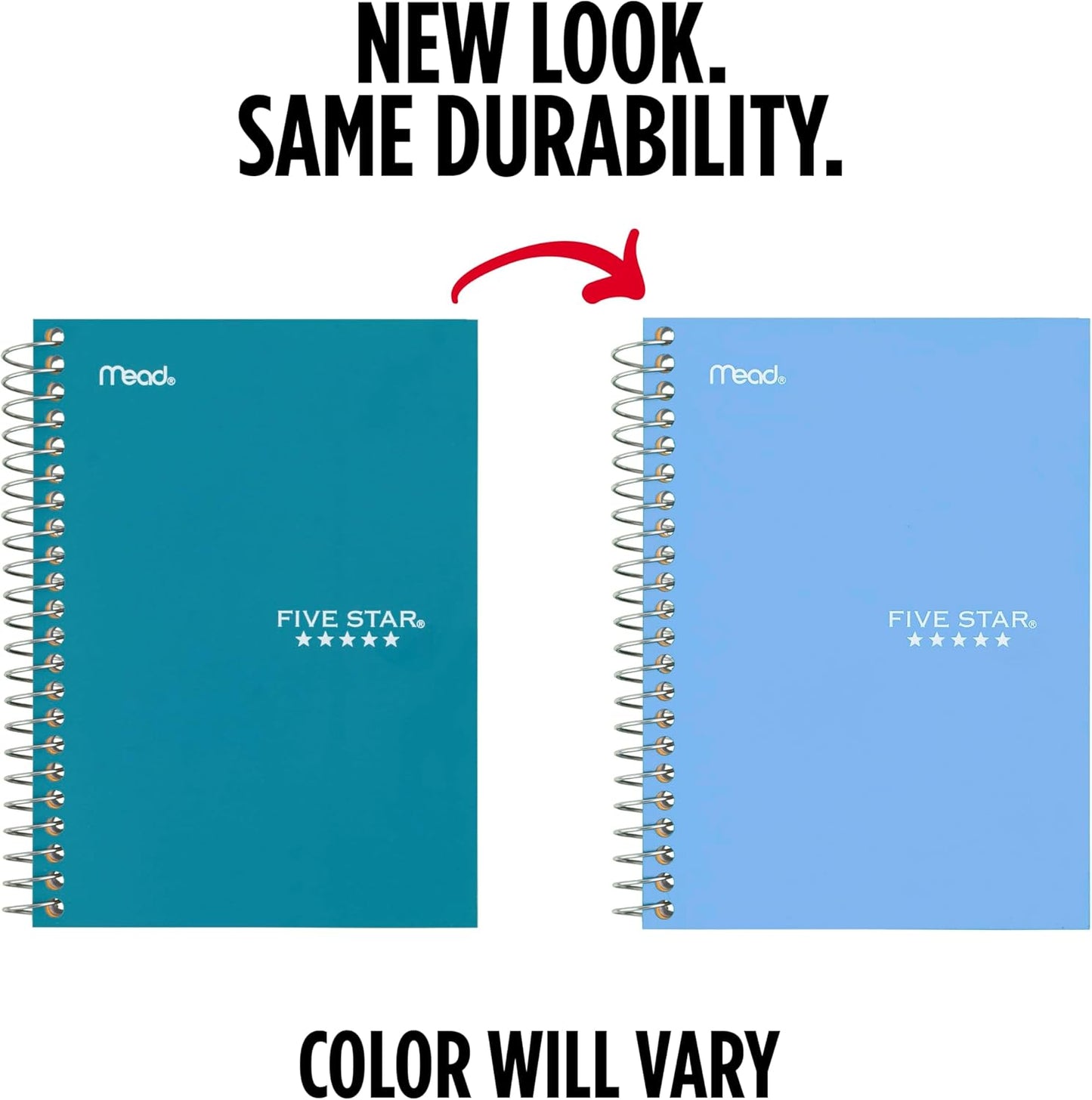 Five Star Spiral Notebook, 1 Subject, College Ruled Paper, 4-3/8" x 7", Personal Size, 80 Sheets, Fights Ink Bleed, Water Resistant Cover, Seaglass Green (450048CH1-ECM)