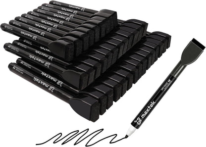 maxtek Magnetic Black Dry Erase Markers, 6 Count Fine Tip Whiteboard Markers with Eraser, Thin Markers Low Odor for Classroom, Office, Home