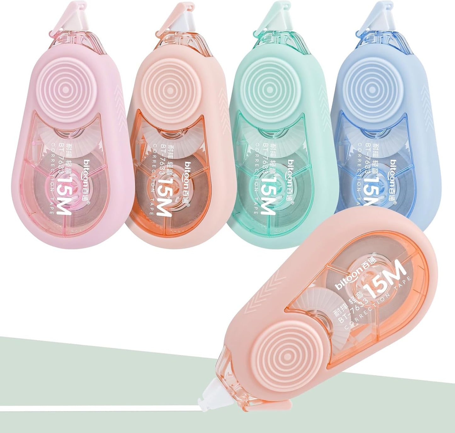 Temiary 4 Pcs White Correction Tape with Dispenser, Smooth Quick Dry Pull Out Tapes for Instant Corrections, 49.2 Ft Easy to Use Tear-Resistant Applicator for Office Note Taking, Journaling (Morandi)