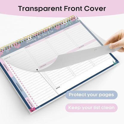 Taja Weekly To Do List Notepad with 52 Undated Sheets（8.5"×11"）- Weekly Desk Planner for Women & Man, Work and Home -1 Pack Violet Dream