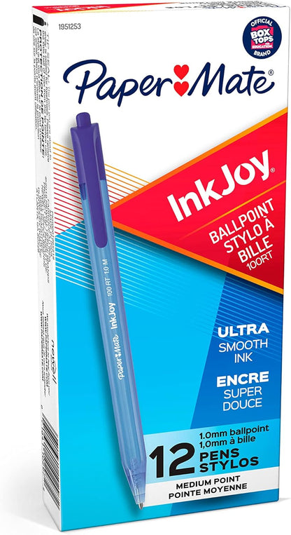Paper Mate InkJoy 100RT Retractable Ballpoint Pens, Medium Point (1.0mm), Black, 20 Count - Writing, Journaling, Note-Taking, Office Supplies