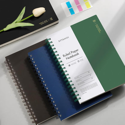 EMSHOI A5 Spiral Notebook College Ruled Lined Journal, Small 5.7" X 8.22", 300 Pages/150 Sheets, 100gsm Thick Paper, Waterproof Hardcover, for Office School Women Men Work Writing Notes, Blue