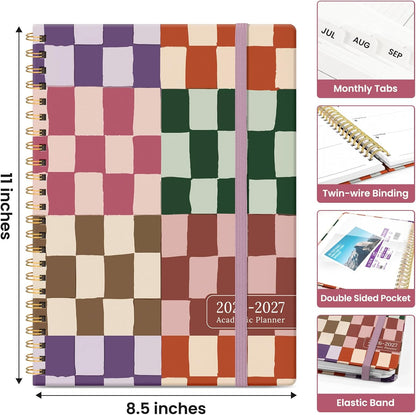 Planner 2026-2027, Academic Year Monthly and Weekly Calendar Planner, Jul 2026 - Jun 2027, Hardcover Teacher Student Planning Agenda book with Tabs, Perfect for School Office Supplies, 6.3" x 8.5" - Wildflowers