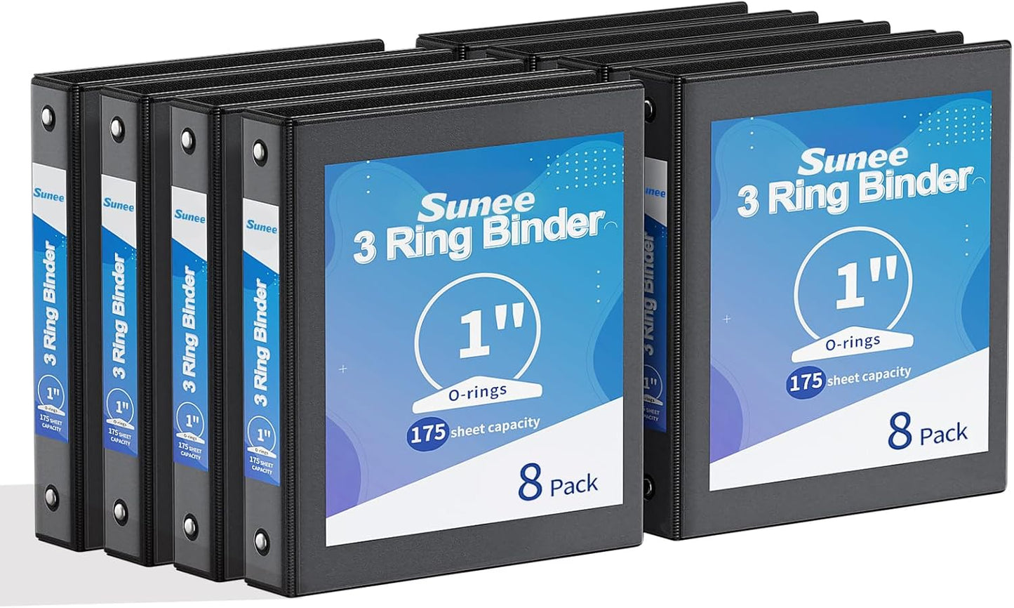 SUNEE 1/2 Inch Binders 3 Ring 10 Pack Bulk, PVC-Free Clear View Half Inch Binders (Fits 8.5x11 Inches) for School, Office & Home Use, White