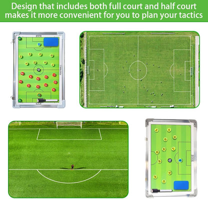 Magnetic Soccer Coaching Board, Double-Sided Dry Erase Tactics Board with Player Markers, Pen and Eraser, Portable Clipboard for Coaches, Coach Training Equipment Coach Gift (White Board)