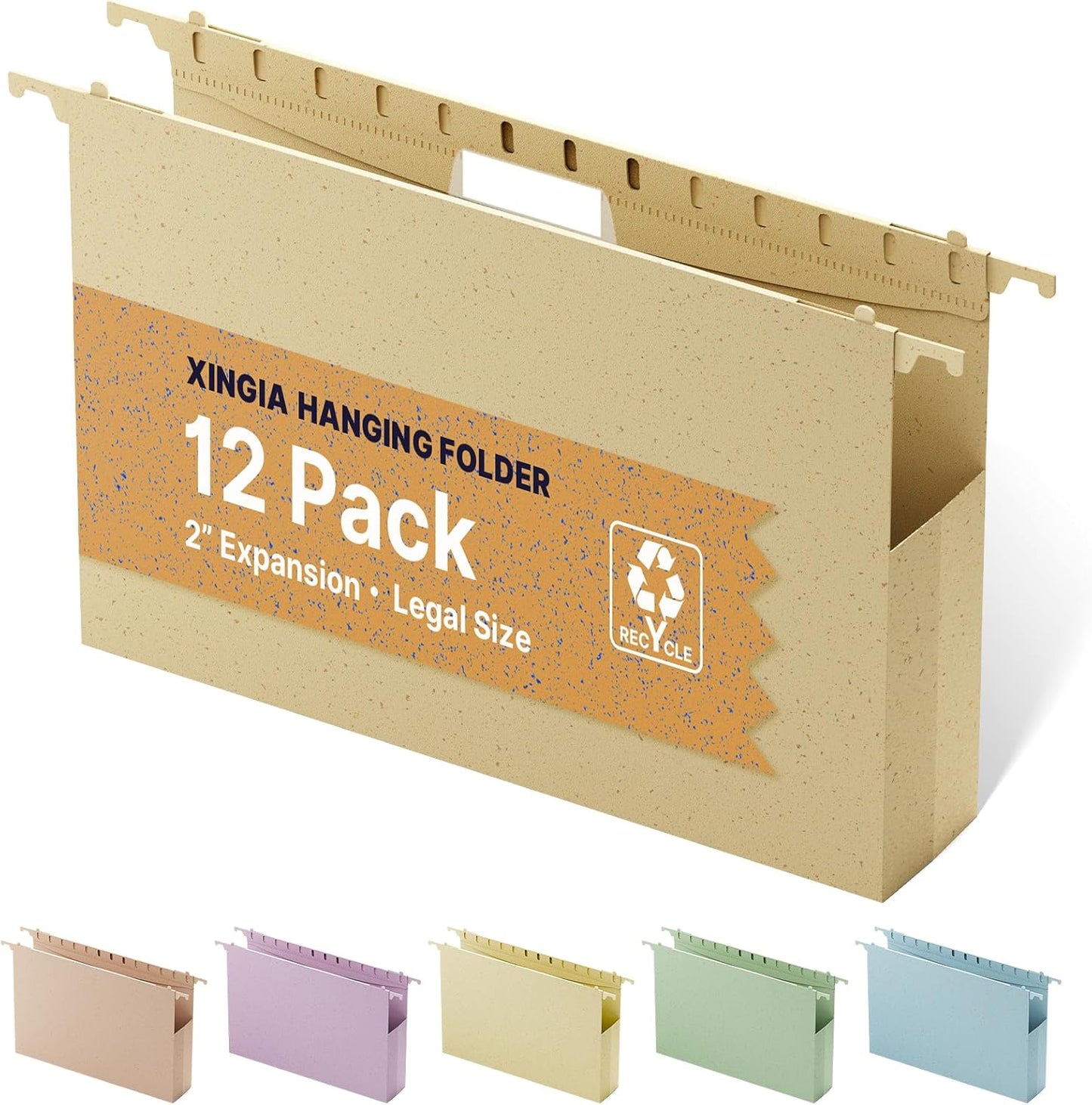 XINGIA Extra Capacity Wheat Straw Hanging File Folders Legal Size,2 Inch Expandable Plastic Hanging File Organizer,12 Pack Heavy Duty Hang Folders for Filing Cabinet,Bulky Files(Morandi Green)