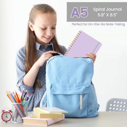 CICPAP Lined Spiral Journal Notebook, A5 College Ruled Notebook for Journaling, Note-Taking, and Daily Planning, Durable Hardcover with an Elegant Design, Purple