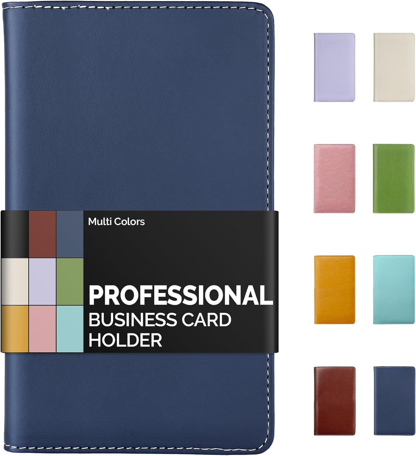 Sooez Leather Professional Business Card Book Holder Organizer, 240 Capacity Credit Card Booklet, PU Name Cards Holder Storage File for Men Women, 7.7 x 4.5 Inch, Black