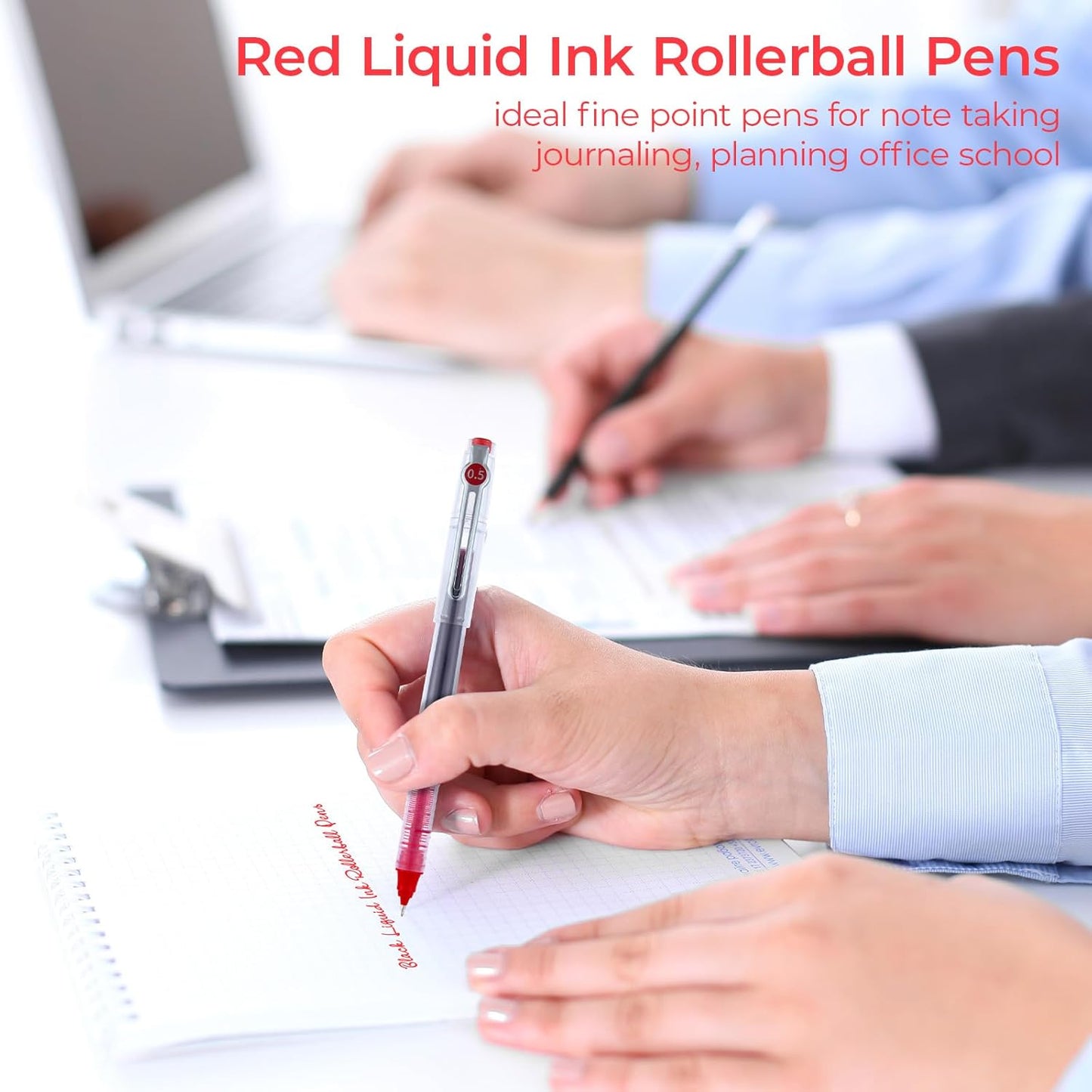 M&G Liquid Ink Rollerball Pens 12 Pcs, 0.5mm Black Ink Extra Fine Point Pens, Quick Drying Ink Fine Tip Roller Ball Pens with Plug-In Cover & Anti Slip Grip for Smooth Writing Office School Home Gift