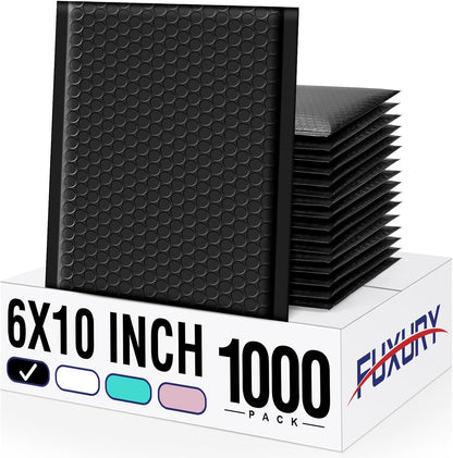 Fuxury Black Bubble Mailers 4x8" 200 Pack Waterproof Padded Envelopes Self Seal Bubble Envelopes Usable Size 4x7" Padded Mailers for Small Business Shipping Envelope Mailers