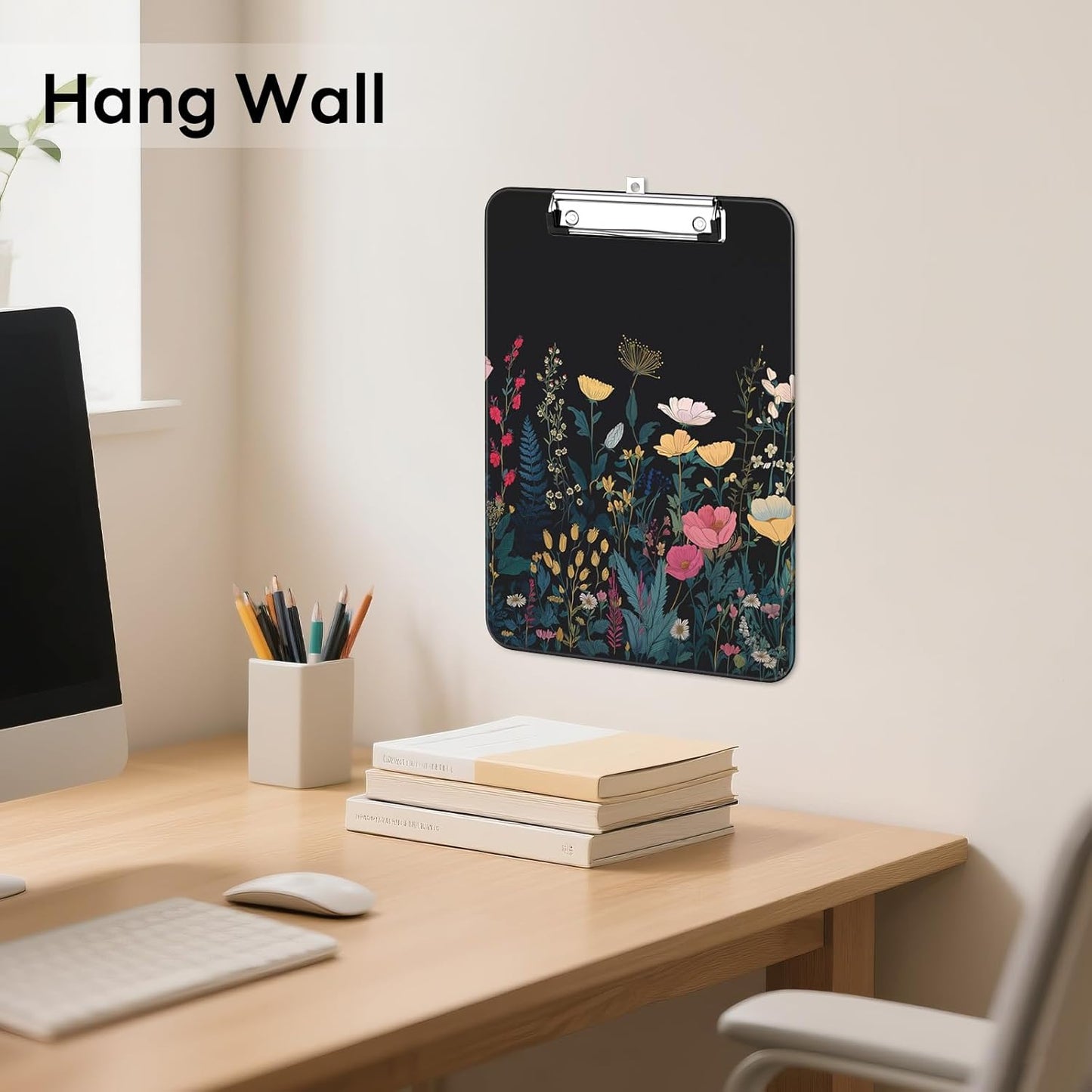 Plastic Cute Clipboard Low-Profile Metal Clip, A4 Letter Size 9 x 12.5 in, 8.5 x 11 Paper Clip Board for Teachers, Nurses, Classroom,Cute Black Cats