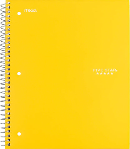 Five Star Spiral Notebook + Study App, 5 Subject, Wide Ruled Paper, 8" x 10-1/2", 200 Sheets, Fights Ink Bleed, Water Resistant Cover, Tidewater Blue (73196)
