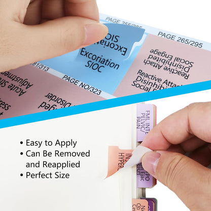 Index Tabs for DSM-5, Color-Coded and Laminated, with 11 Blank Tabs, Alignment Guide and Inspirational Bookmark Included, Tear-Resistant & Waterproof