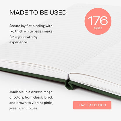 Oriole Vegan Leather Ruled Notebook - Chestnut Brown | 176 Pages of Thick Lined Paper | Soft Touch Hardcover Journal (5 x 8 in) with Gold Foil Bird Design & Luxury Gift Box