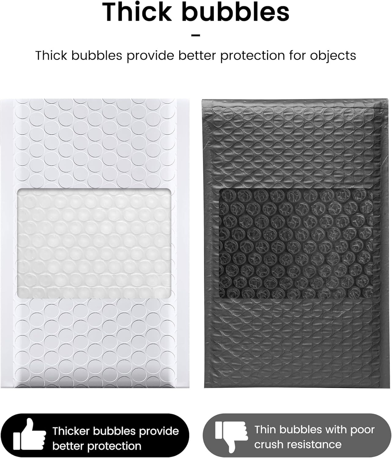 GSSUSA Black Bubble Mailers 4x8 Inches 50 Pack, Usable Size 4X7" Bubble Envelopes for Small Business, Padded Envelope, Shipping Mailers, Packaging Bags, Mailing Envelopes, Shipping Supplies