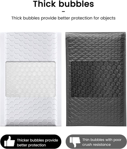 GSSUSA Black Bubble Mailers 4x8 Inches 50 Pack, Usable Size 4X7" Bubble Envelopes for Small Business, Padded Envelope, Shipping Mailers, Packaging Bags, Mailing Envelopes, Shipping Supplies