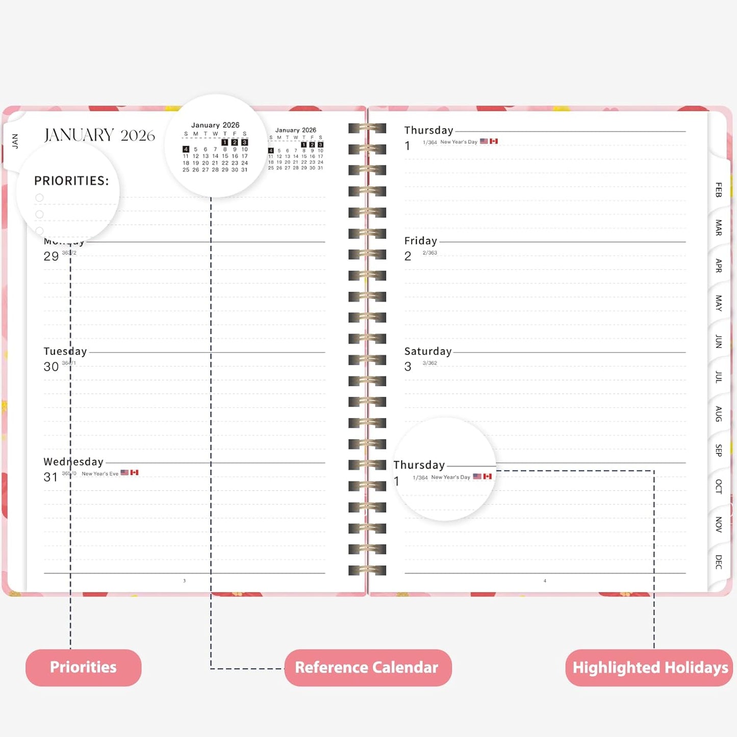 Planner 2026-2027, Weekly and Monthly Academic Year Calendar Planner, July 2026 - June 2027, Daily Agenda Book for Office School Supplies, A5(6.3'' x 8.5'')