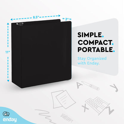 3 Inch Binder 3 Ring Binders Green, Slant D-Ring 3” Clear View Cover with 2 Inside Pockets, Heavy Duty Colored School Supplies Office and Home Binders – By Enday
