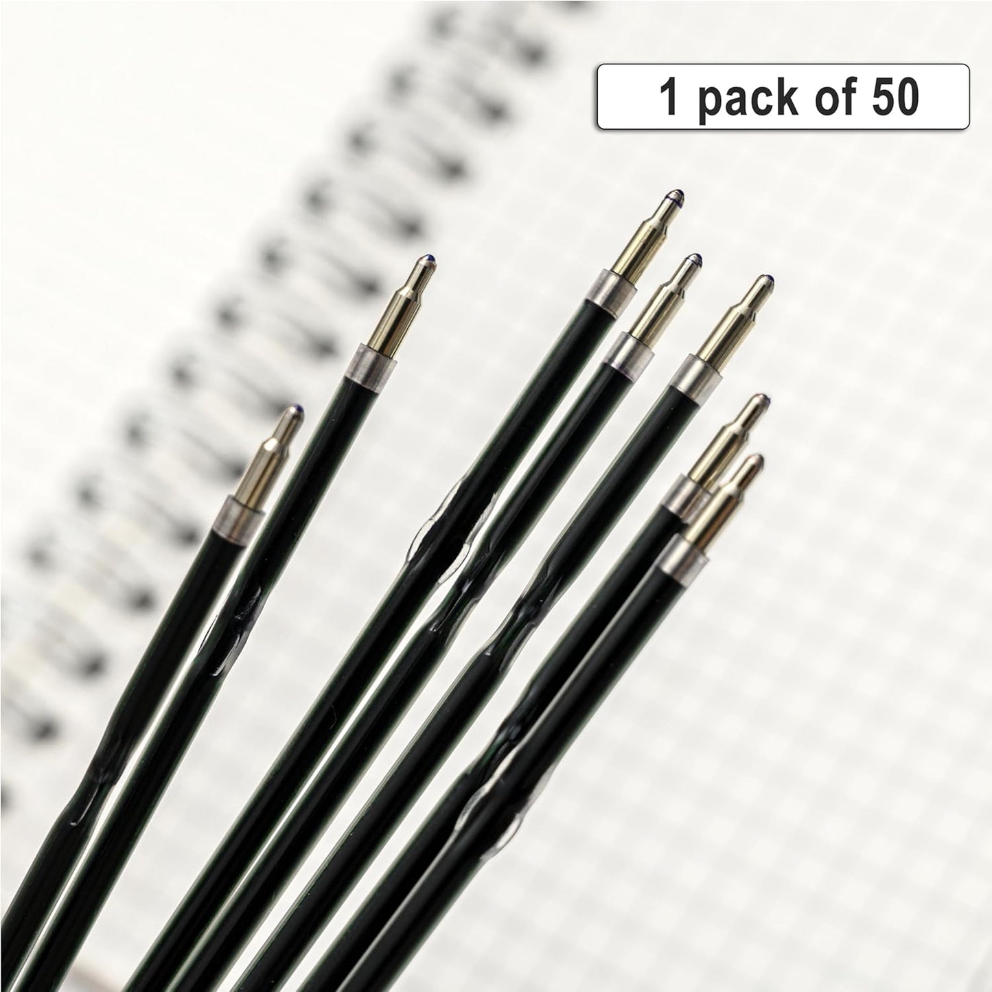Linbsunne 50 Pieces Ballpoint Refills Medium Point 1mm Black Ink Replaceable Ball Point Pen Refills for Men Women (50pcs-Black Ink, Length can be Cut)