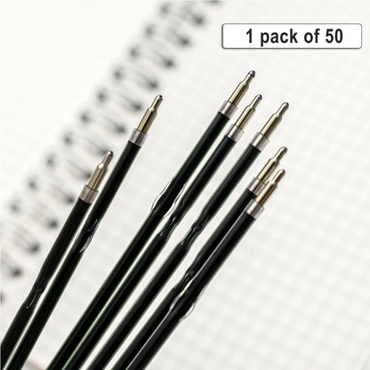 Linbsunne 50 Pieces Ballpoint Refills Medium Point 1mm Black Ink Replaceable Ball Point Pen Refills for Men Women (50pcs-Black Ink, Length can be Cut)