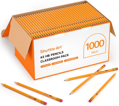 Shuttle Art Wood-Cased #2 HB Pencils, 350 Pack Sharpened Yellow Pencils with Erasers, Bulk Pack Graphite Pencils for School and Teacher Supplies, Writing, Drawing and Sketching