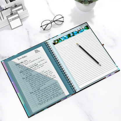 Hongri Clipboard Folio with Refillable Lined Notepad, 8.5 x 11 Folders with Storage 10 Pockets, Spiral Portfolio, Size 12.8X 9.7 in, Office & School Supplies, Skeleton
