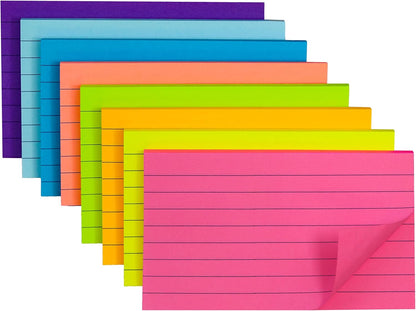 (8 Pads) Lined Sticky Notes 4x6 in Post, 8 Colors Self Sticky Notes Pad Its, Bright Post Stickies Colorful Big Rectangular Sticky Notes for Office, Home, School, Meeting, 40 Sheets/pad