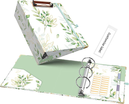Ospelelf Binder 3 Ring 1 Inch, Floral Round Ring Clipboard Binder for Letter Size with 5 Tab Dividers, File Folder Labels, for School and Office Supplies