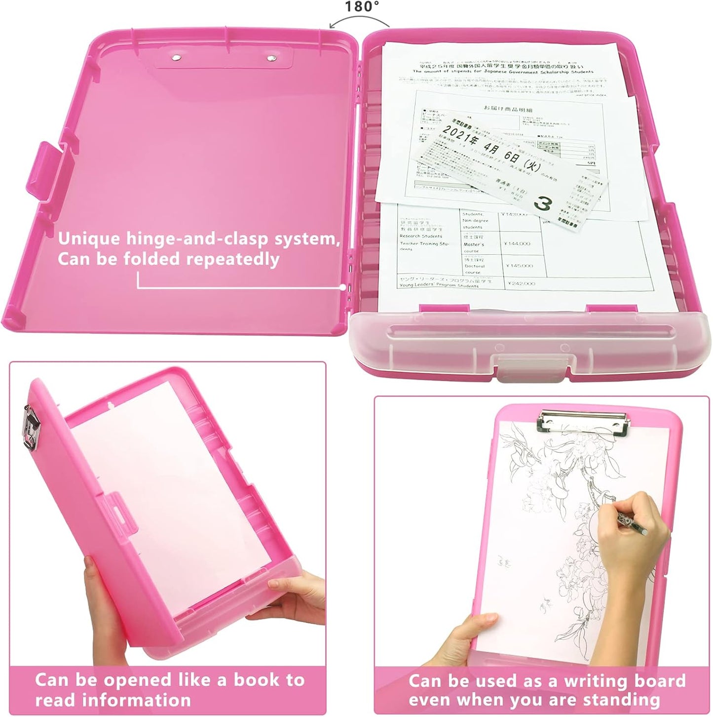 SFLHHDM Purple Clipboard, Clip Boards 8.5x11, Teacher Clipboards with Storage, Plastic Clipboard with Pen Holder, Clipboards Storage for Women Teachers Work, School & Office Supplies