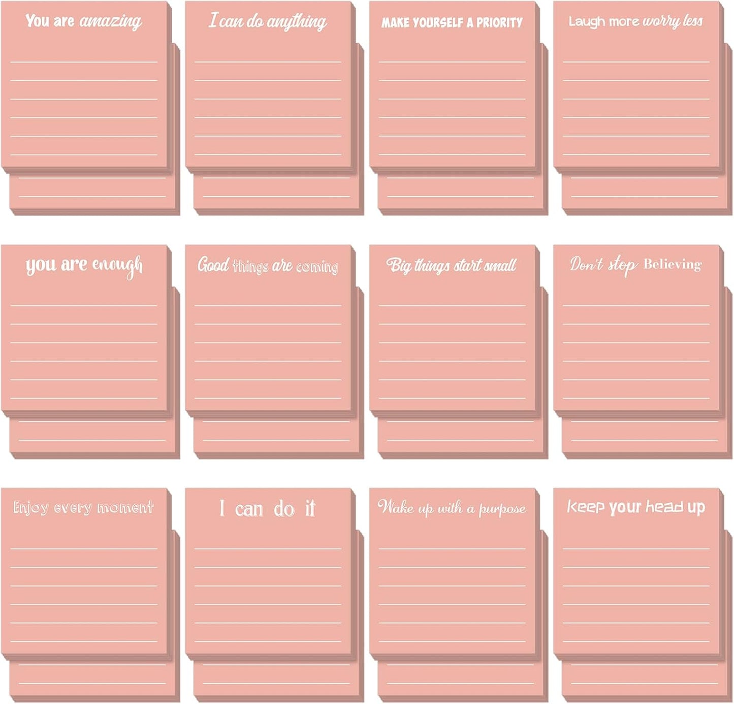 Yinder 48 Pcs Inspirational Sticky Notes Cute Motivational Sticky Notes Pad End of Year Employee Appreciation Gifts Bulk for Teacher Nurse Coworkers Office Supplies 3 x 3'' (Thank You,Dark Color)
