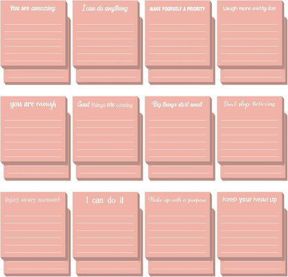 Yinder 48 Pcs Inspirational Sticky Notes Cute Motivational Sticky Notes Pad End of Year Employee Appreciation Gifts Bulk for Teacher Nurse Coworkers Office Supplies 3 x 3'' (Thank You,Dark Color)