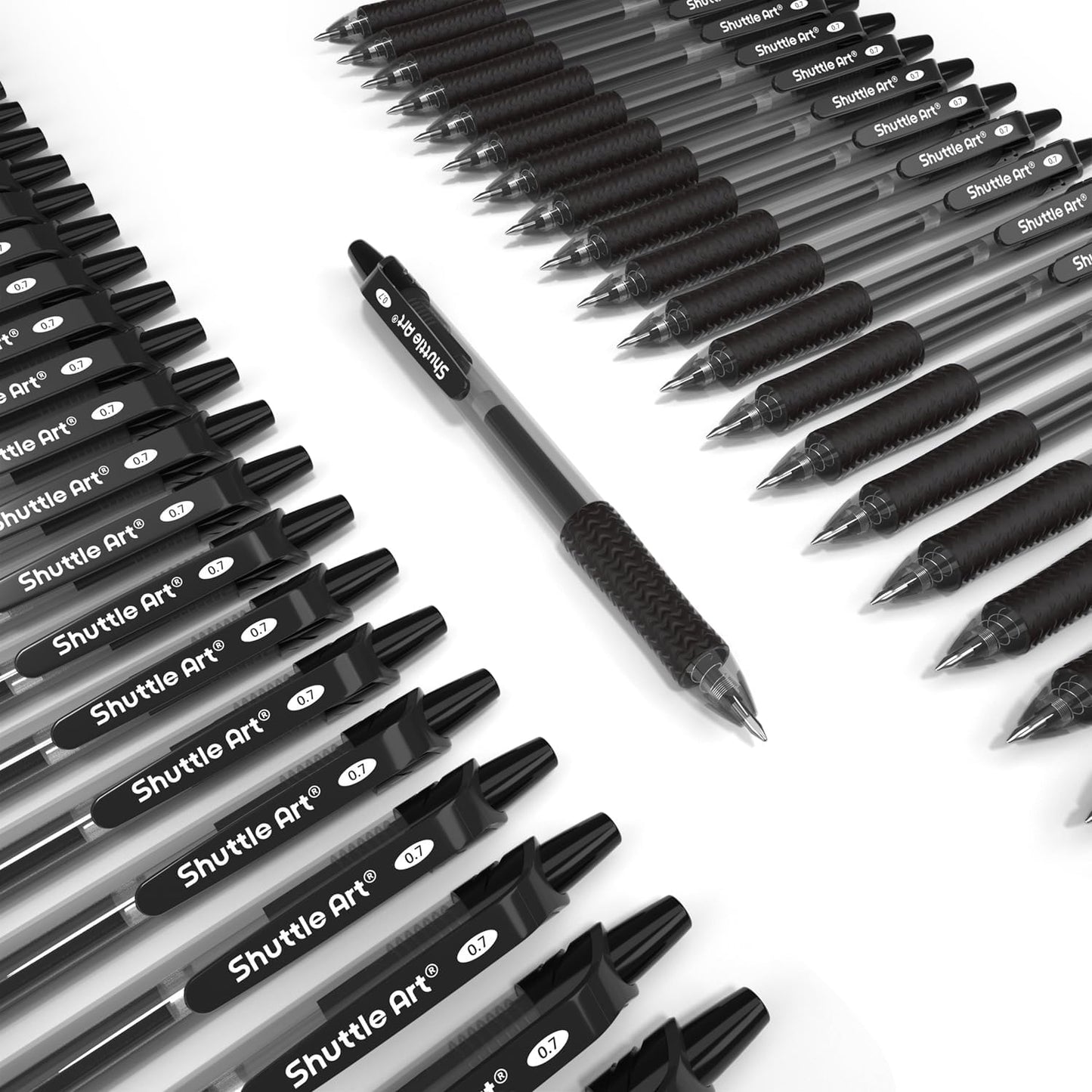 Shuttle Art Black Gel Pens, 48 Pack(20 Pens with 28 Refills) Retractable Medium Point Rollerball Gel Ink Pens Smooth Writing with Comfortable Grip for Office School Home Work